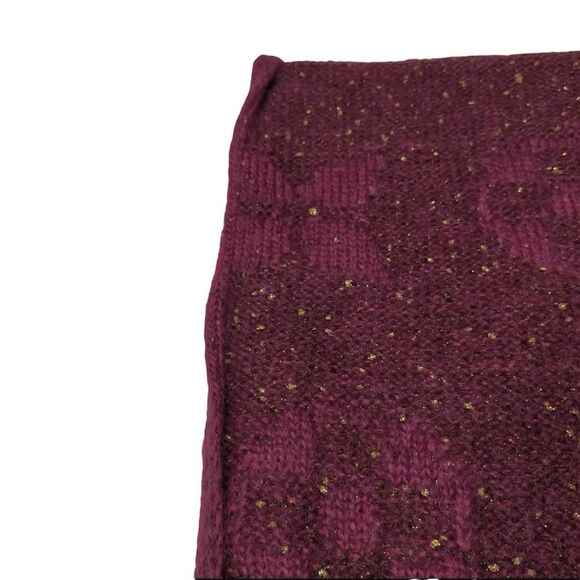 Auth Louis Vuitton Burgundy Mohair LV Monogram Sunset Stole Muffler Scarf Ex++ - Picture 8 of 9